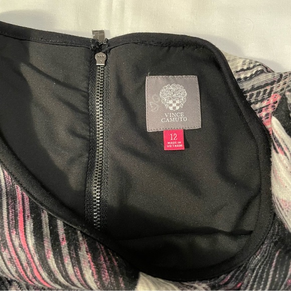 Vince Camuto Knit A-Line Dress Short Sleeve Size 12 Colour Black/Gray/White/Pink - Picture 4 of 16